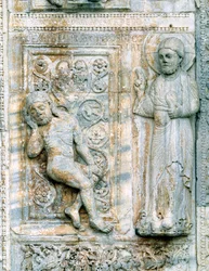 Berättelsen om Adam och Eva, från södra sidan av den västra verandan, c.1120-38 marmordetalj av 236811